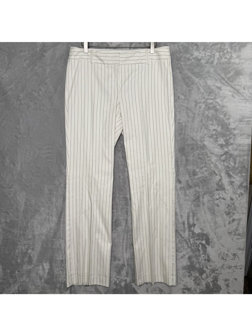 Talbots Pants Womens 8 White Black Pinstripe Signature Straight Dress Career